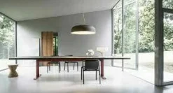 Lema Esstische|Esstisch Memo Platte Lava Stein AC 827 Schwarz Gestell Aluminium Rot Lackiert