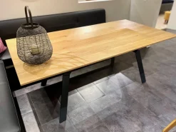 Contur Esstische|Esstisch Mileto Platte Asteiche Massiv Natur Geölt Gestell Metallfuß Schwarz Grau