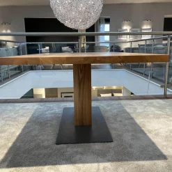 ASCO Esstische|Esstisch Mono Pur Ulme Massiv Oberfläche Geölt Rustikal Bodenplatte Stahl Dunkelgrau Pulverbeschichtet