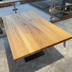 ASCO Esstische|Esstisch Mono Pur Ulme Massiv Oberfläche Geölt Rustikal Bodenplatte Stahl Dunkelgrau Pulverbeschichtet