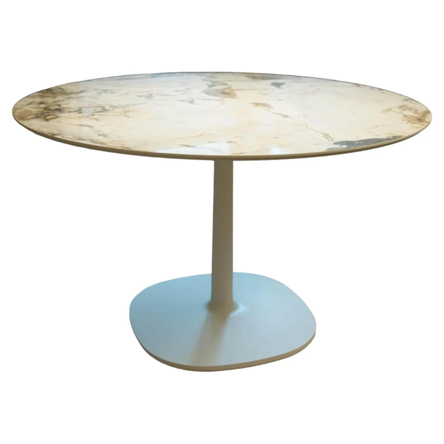 Kartell Esstische|Esstisch Multiplo Platte Weißer Marmor Gestell Druckgegossenes Aluminium Matt Lackiert Weiß