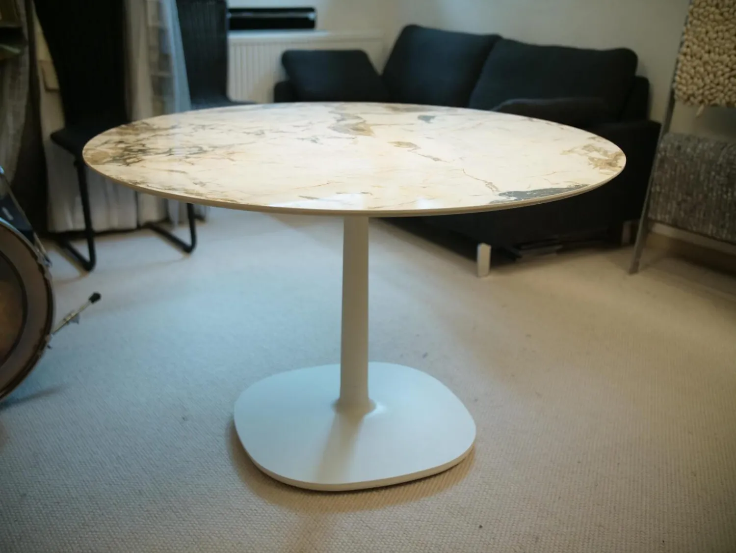 Kartell Esstische|Esstisch Multiplo Platte Weißer Marmor Gestell Druckgegossenes Aluminium Matt Lackiert Weiß