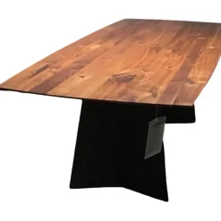 kf furniture Esstische|Esstisch 3106N Platte Astiger Nussbaum Schwarz Pigmentiert Wangengestell Rohstahl Schwarz Matt Pulverbeschichtet