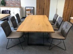 Wöstmann Esstische|Esstisch Natural Arts Wildeiche Sägerau Echtholz Furniert Gestell Gerade Kufe Schwarz Strukturgepulvert Ohne Stühle