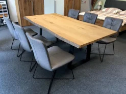 Wöstmann Esstische|Esstisch Natural Arts Wildeiche Sägerau Echtholz Furniert Gestell Gerade Kufe Schwarz Strukturgepulvert Ohne Stühle