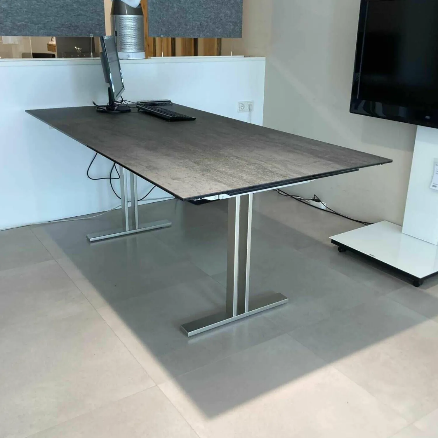 Ronald Schmitt Design Esstische|Esstisch P 4810/E Tisch Keramik Zement Anthrazit Ausziehbar