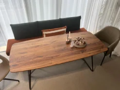 ASCO Esstische|Esstisch Rheda Platte Nussbaum Natur Geölt Gestell Metall Schwarz Pulverbeschichtet