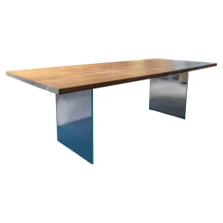 Rott Esstische|Esstisch RT WoodArt Wildnußbaum Geölt Wange Typ 13-Glaswange