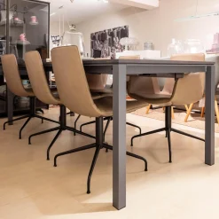 Janua Esstische|Esstisch S600 Auszugstisch Eiche Schlammfarbig Gebeizt Und Lackiert Füße RAL 7005 Schiefergrau Matt Pulverbeschichtet