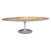 Knoll International Esstische|Esstisch Saarinen Oval Marmor Arabescato Weiß Fuß Schwerer Aluminiumformguss mit Rilsan Beschichtet