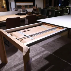 Global Esstische|Esstisch Salamanca 3240 4 Wildeiche Massiv Tischplatte Mattglas Ausziehbar