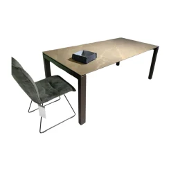 Contur Esstische|Esstisch Salerno Platte Keramik 2 Pulpis Grau Braun Gestell Quadratrohr Pulverbeschichtet Dunkelbraun Anthrazit Mit Auszug Ohne Stühle