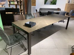 Contur Esstische|Esstisch Salerno Platte Keramik 2 Pulpis Grau Braun Gestell Quadratrohr Pulverbeschichtet Dunkelbraun Anthrazit Mit Auszug Ohne Stühle