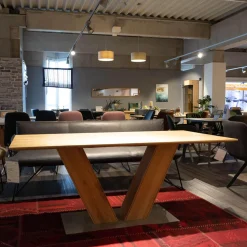 Natura Esstische|Esstisch San Francisco Asteiche Gestell V-Form Massiv Bianco Geölt