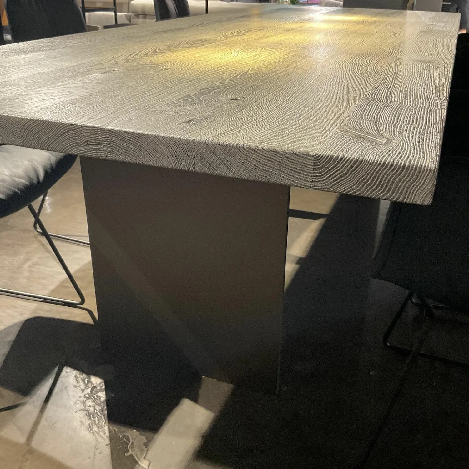 Janua Esstische|Esstisch SC41 Eiche Geköhlt Silber Gebürstet Gestell Rohstahl Natur Lackiert