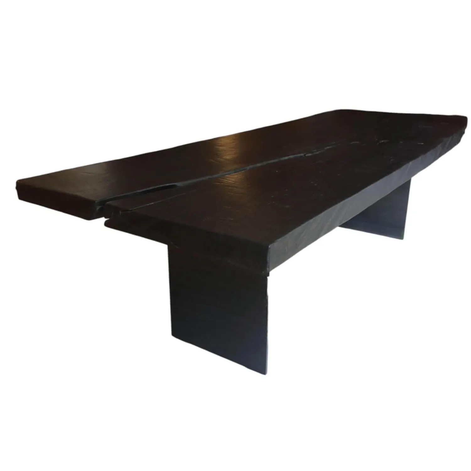 Janua Esstische|Esstisch SK 01 Monolith Platte Eiche Geköhlt Natur Geölt Schwarz Gestell Rohstahl