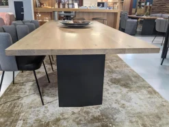 Riva1920 Esstische|Esstisch Sky Natural Holzoberfläche Gewachst Gestell Natureisen Schwarz Lackiert