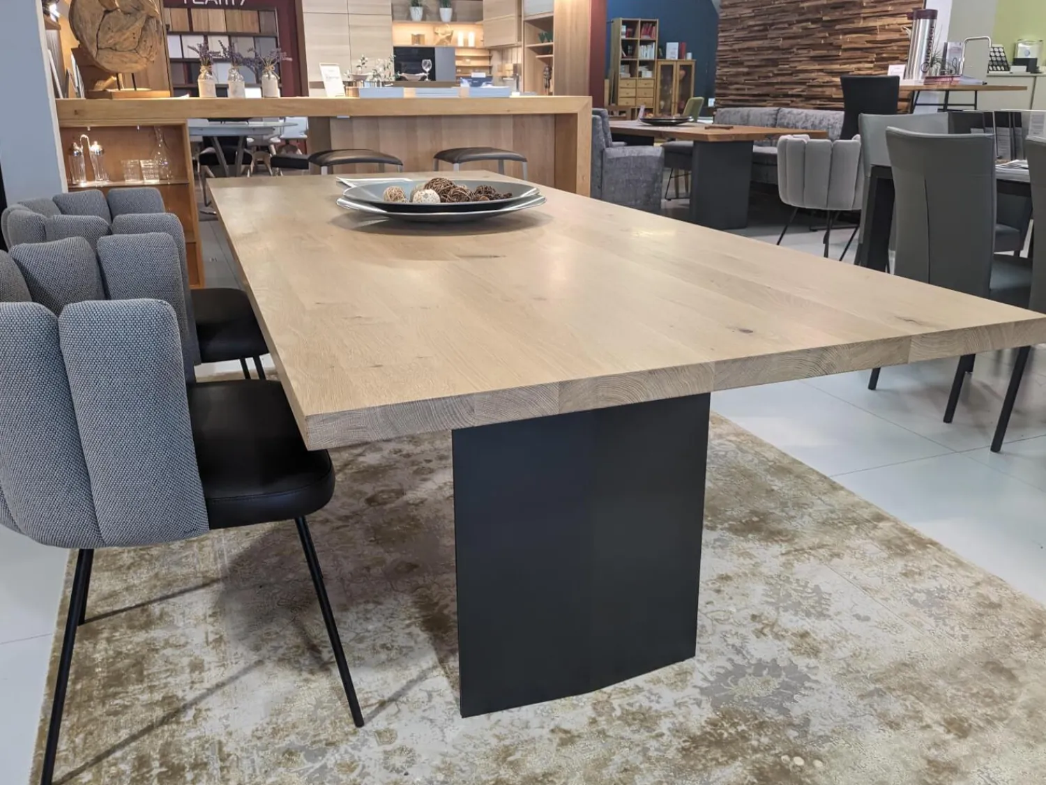 Riva1920 Esstische|Esstisch Sky Natural Holzoberfläche Gewachst Gestell Natureisen Schwarz Lackiert