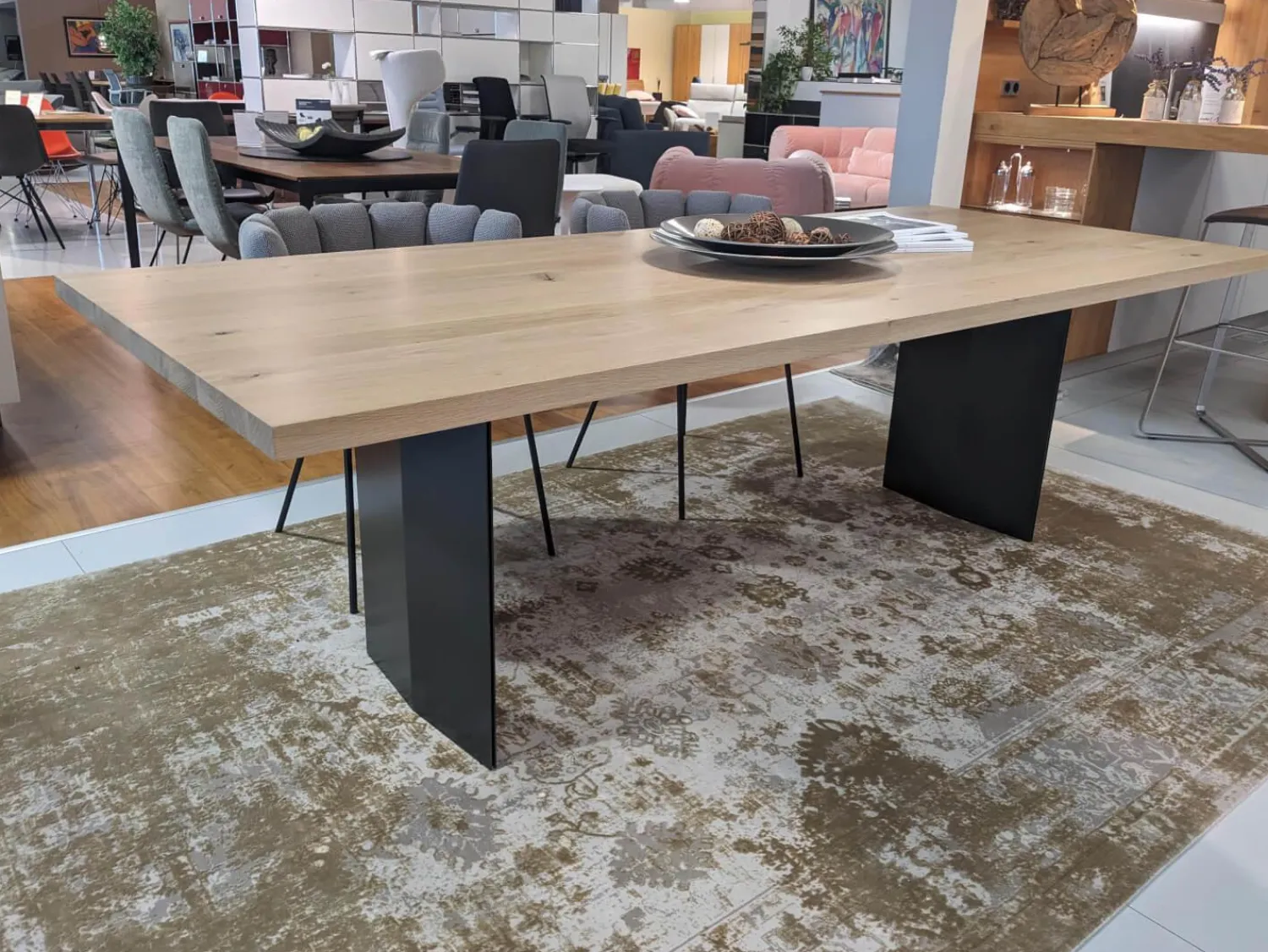 Riva1920 Esstische|Esstisch Sky Natural Holzoberfläche Gewachst Gestell Natureisen Schwarz Lackiert