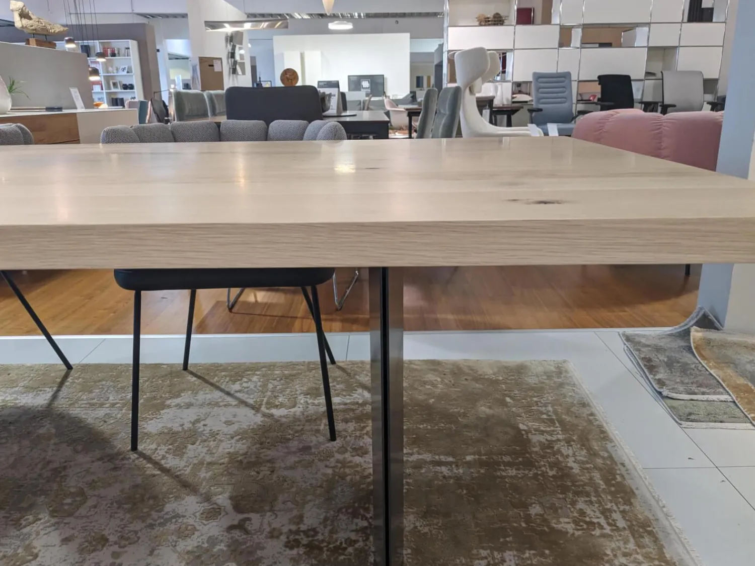 Riva1920 Esstische|Esstisch Sky Natural Holzoberfläche Gewachst Gestell Natureisen Schwarz Lackiert