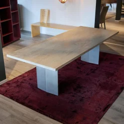 Riva1920 Esstische|Esstisch Sky Squared Eiche Milchweiß Pigmentiert Gestell Edelstahl-Effekt