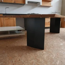 Riva1920 Esstische|Esstisch Sky-Briccola SM Platte Gewachst Gestell In Rautenform Irondust Lackiert Anthrazitgrau