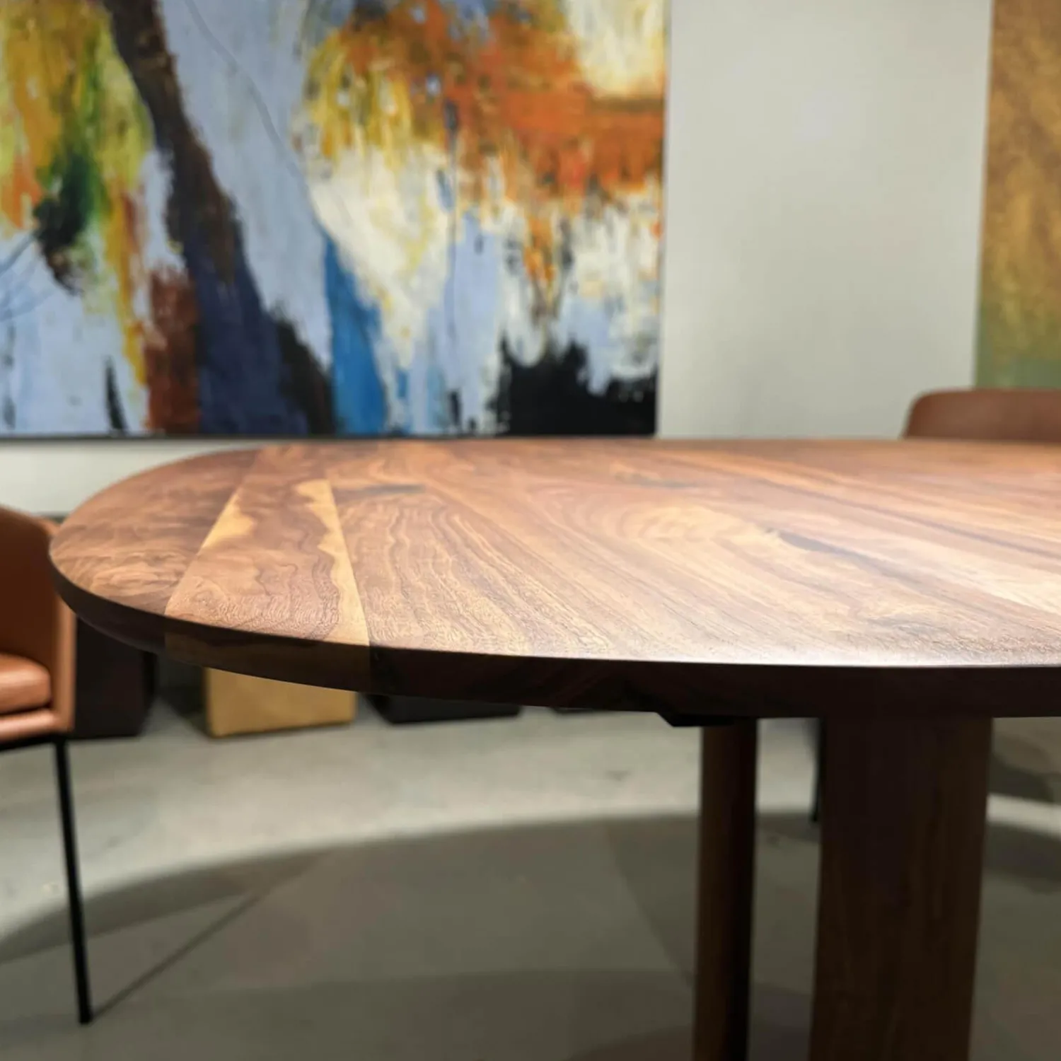 Rodam Esstische|Esstisch Sqround Ast Nussbaum Hartwachssiegel Bodenplatte Sahara Beige Mit Auszug