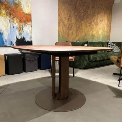 Rodam Esstische|Esstisch Sqround Ast Nussbaum Hartwachssiegel Bodenplatte Sahara Beige Mit Auszug