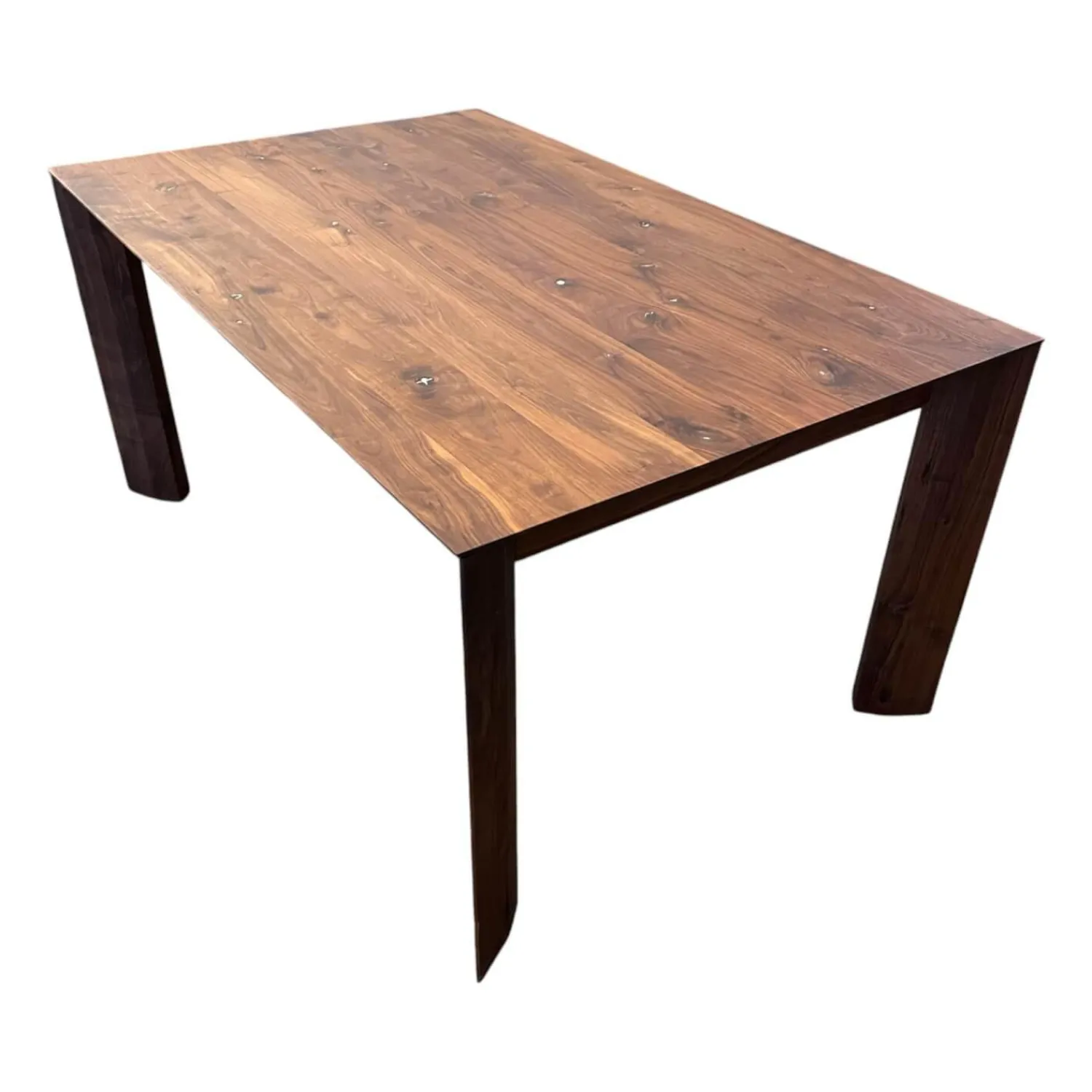 Scholtissek Esstische|Esstisch SR1 Astiger Nussbaum Natur Geölt Äste Mit Zinn Ausgegossen Inklusive Querauszug