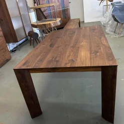 Scholtissek Esstische|Esstisch SR1 Astiger Nussbaum Natur Geölt Äste Mit Zinn Ausgegossen Inklusive Querauszug