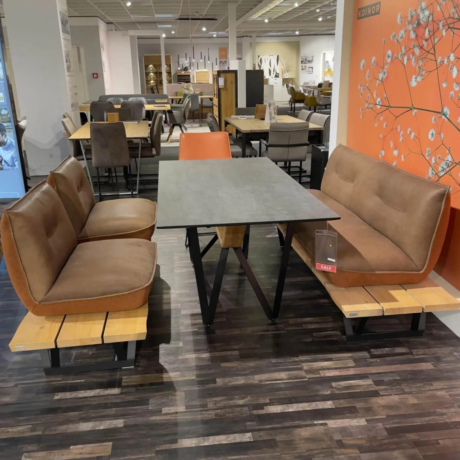 Koinor Esstische|Esstisch T1003 Platte Keramik Anthrazit Metallfuß Schwarz Matt Pulverbeschichtet Ohne Bänke Und Stuhl