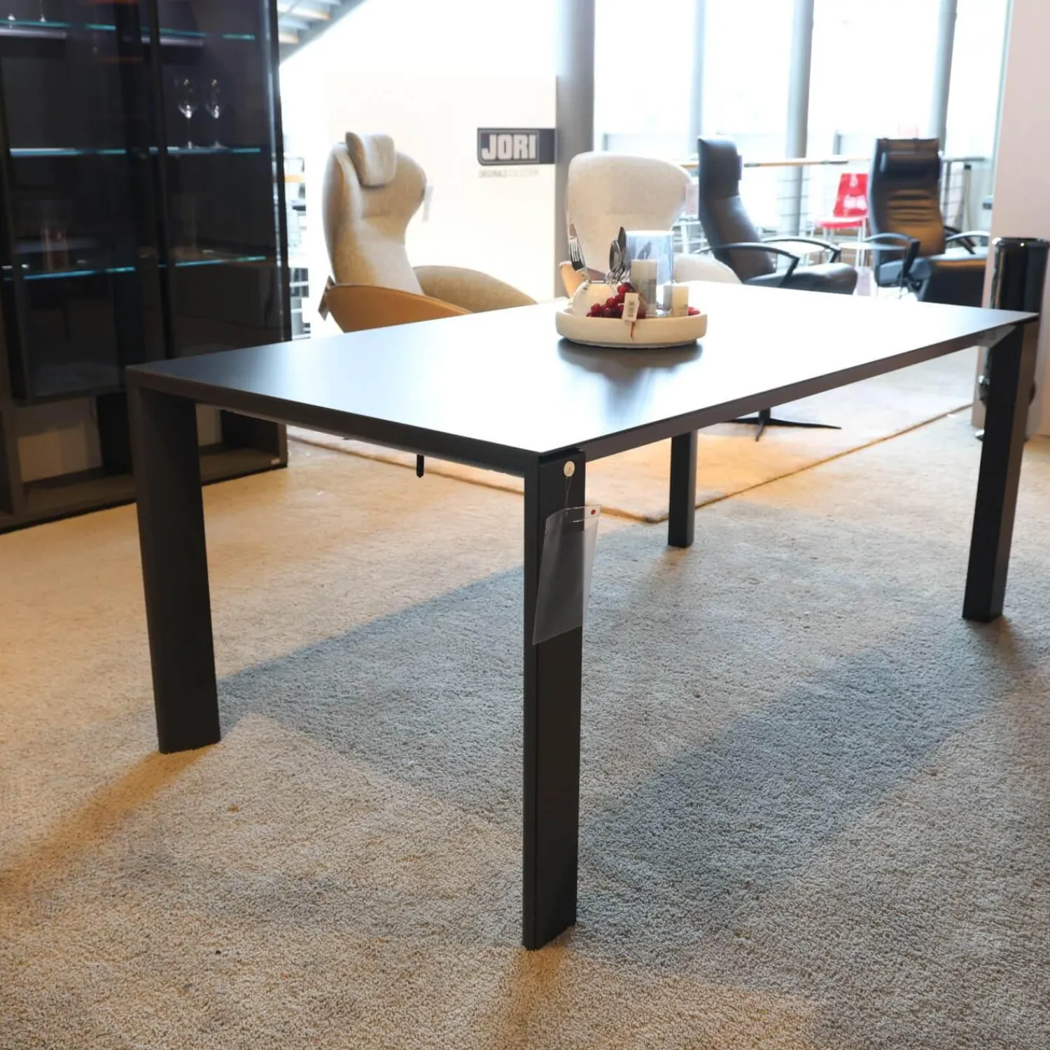 Hülsta Esstische|Esstisch T90 Platte Keramik Strom Nero Anthrazit Gestell Pulverbeschichtet Anthrazit Mit Auszug