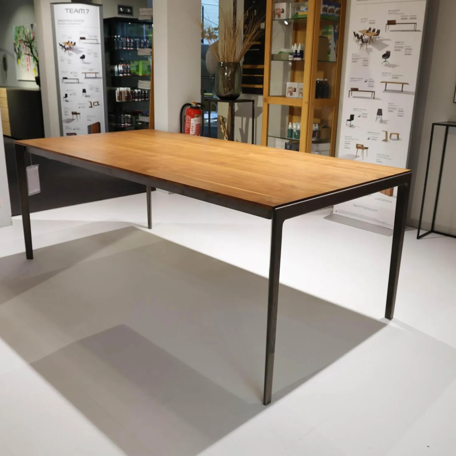 Team 7 Esstische|Esstisch Tak TRTM20101 Platte Nussbaum Fußgestell Stahl Bronze Matt mit 100cm Auszug