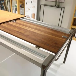 Team 7 Esstische|Esstisch Tak TRTM20101 Platte Nussbaum Fußgestell Stahl Bronze Matt mit 100cm Auszug