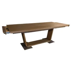 Anrei Essgruppen|Esstische|Esstisch Tesso Asteiche In Barrique Mit Bodenplatte Aus Edelstahl Und Einzelbank Smart Leder Maron