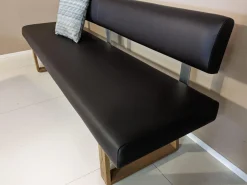 Anrei Essgruppen|Esstische|Esstisch Tesso Asteiche In Barrique Mit Bodenplatte Aus Edelstahl Und Einzelbank Smart Leder Maron