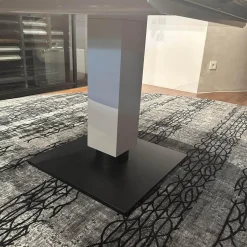 Bacher Esstische|Esstisch Todo 6116 Platte Keramik Matt Rock Grigio Grau Säule Lack Matt Bodenplatte Metall Schwarz Tiefmatt Ausziehbar