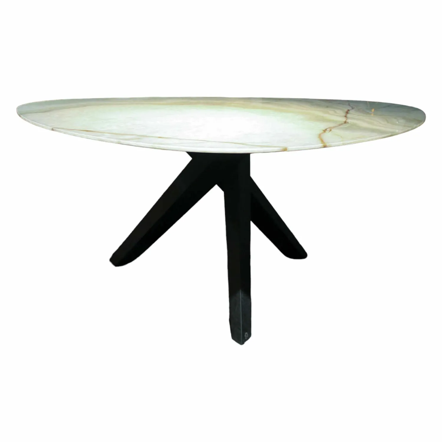 Draenert Esstische|Esstisch Trilope Platte Onyx Green Afghano Beine Mooreiche Massiv Dunkelgrau