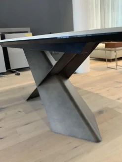 Cattelan Italia Esstische|Esstisch Tyron Platte Keramik Marmor Weiß Gestell Metall Bronze Matt