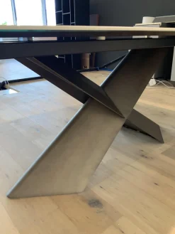 Cattelan Italia Esstische|Esstisch Tyron Platte Keramik Marmor Weiß Gestell Metall Bronze Matt