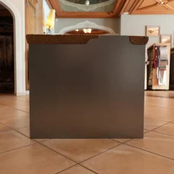 Nature Design Esstische|Esstisch Unikat Tischplatte Unikat Ulme Altholz Massiv Gestell Stahlwangen Grau