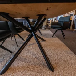 WK Wohnen Esstische|Esstisch WK 852 3 Wildeiche Bianco Geölt Kreuzfuß Gedreht Pulverbeschichtet Schwarz