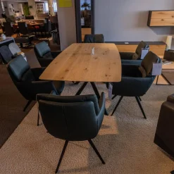 WK Wohnen Esstische|Esstisch WK 852 3 Wildeiche Bianco Geölt Kreuzfuß Gedreht Pulverbeschichtet Schwarz