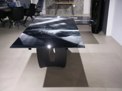 WK Wohnen Esstische|Esstisch WK 895 Platte Glas Kunstdruck Schwarz Weiß Gestell Stahl Anthrazit