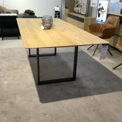 WK Wohnen Esstische|Esstisch WK852-1 PFR1 Wildeiche Bianco Geölt Kufen Schwarz Pulverbeschichtet