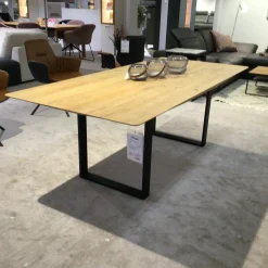 WK Wohnen Esstische|Esstisch WK852-1 PFR1 Wildeiche Bianco Geölt Kufen Schwarz Pulverbeschichtet