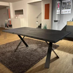 WK Wohnen Esstische|Esstisch WK854-14 Wildeiche Massiv Gebürstet Geköhlt Geölt