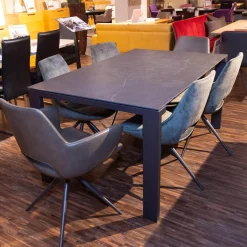 Musterring Essgruppen|Esstischgruppe MR Navarra Platte Dekton Laos Industrial Metallgestell Mit 6 Stühlen