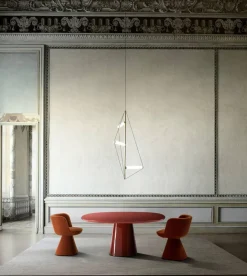 B&B Italia Stuhlsets|Esszimmerstuhl Flair O Stoff Satin Adria Orange Innenrahmen Stahlrohre Und Fließgepresstes Aluminium