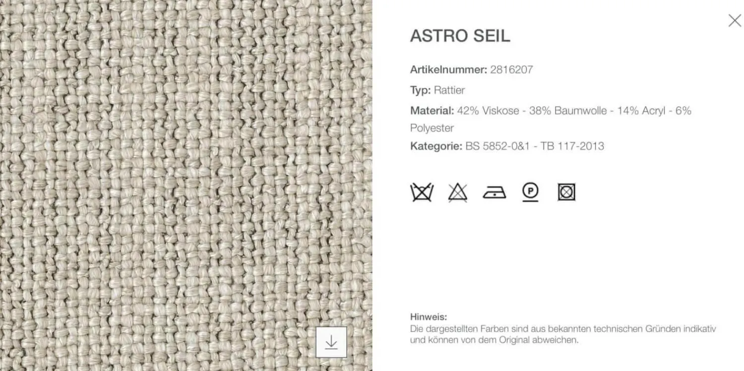 B&B Italia Einzelstühle|Esszimmerstuhl Husk Stoff Rattier Astro Seil Beige Schale Polyurethanharz Weiß Gestell Metall Weiß Lackiert